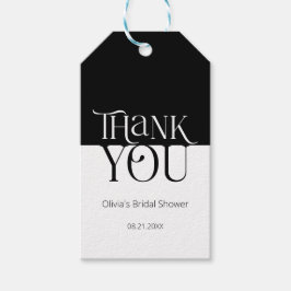 タイポグラフィバタフライブライダルシャワー感謝していユー ギフトタグ