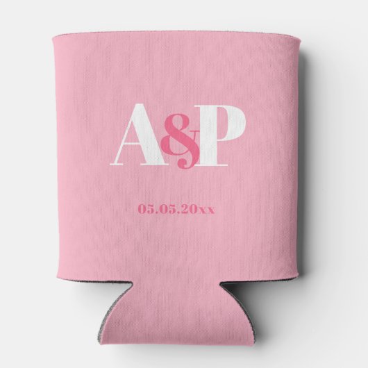 タイポグラフィバブルグムラズベリーピンクカップルのシャワー 缶クーラー (裏面)