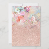 タイポグラフィバラ金ゴールドフローラ水彩バルミツワー 招待状 (裏面)