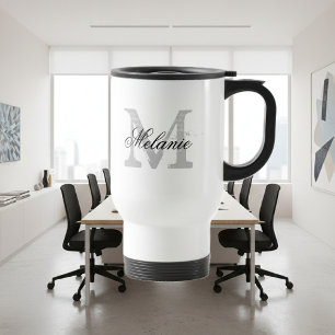 タイポグラフィパーソナライズされたモノグラム移動タンブラー トラベルマグ