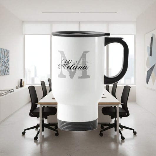 タイポグラフィパーソナライズされたモノグラム移動タンブラー トラベルマグ
