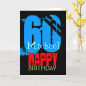 タイポグラフィパーソナライズされた60番目の誕生日の挨拶C カード (黄色い花)