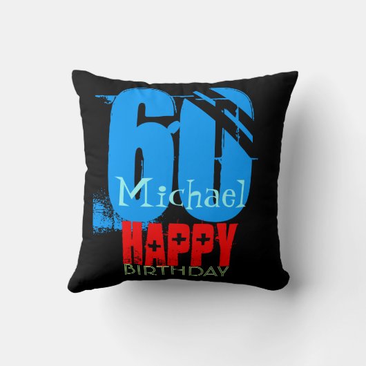 タイポグラフィパーソナライズされた60th誕生日sq枕 クッション (裏面)