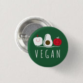 タイポグラフィビーガンビーフルーツモティフスホワイトオングリーン 缶バッジ (正面&裏面)