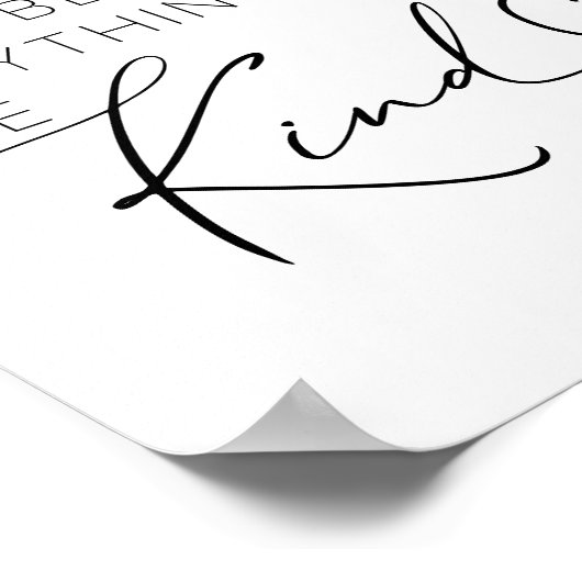 タイポグラフィビー親切引用文ウォールアート ポスター (角)