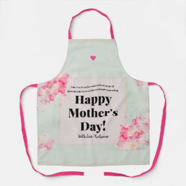 タイポグラフィピンクハートかわいいモダンママの日 エプロン