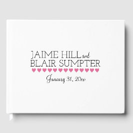 タイポグラフィピンクハートゲストブック男女兼用 ゲストブック