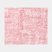 タイポグラフィピンク淡い色のフリース フリースブランケット (正面(横))