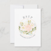 タイポグラフィピーチバラ垂直円フレームRSVP 出欠カード (正面)