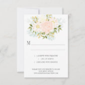 タイポグラフィピーチバラ垂直円フレームRSVP 出欠カード (裏面)