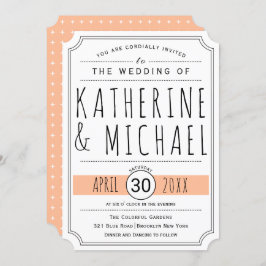 タイポグラフィピーチ逆結婚角 招待状