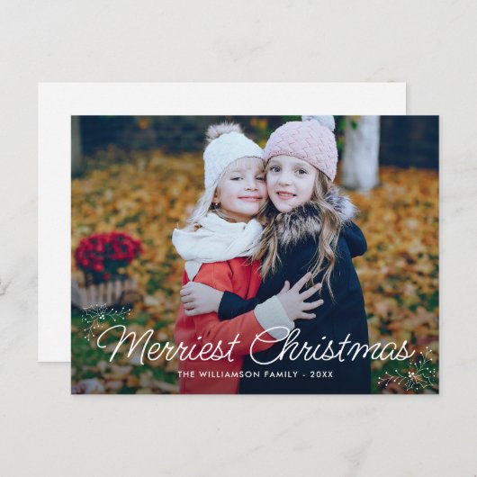 タイポグラフィファミリーのクリスマスフォトカード ポストカード (正面/裏面)