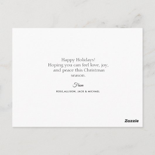 タイポグラフィファミリーのクリスマスフォトカード ポストカード (裏面)