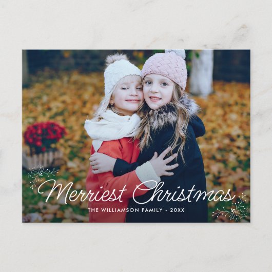 タイポグラフィファミリーのクリスマスフォトカード ポストカード (正面)