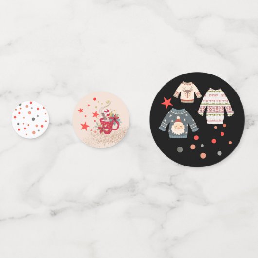 タイポグラフィファンキー醜いセーター熱チョコレート コンフェッティ (裏面)