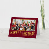 タイポグラフィフォトコラージュブルゴーニュのクリスマス 箔シーズンカード (正面)