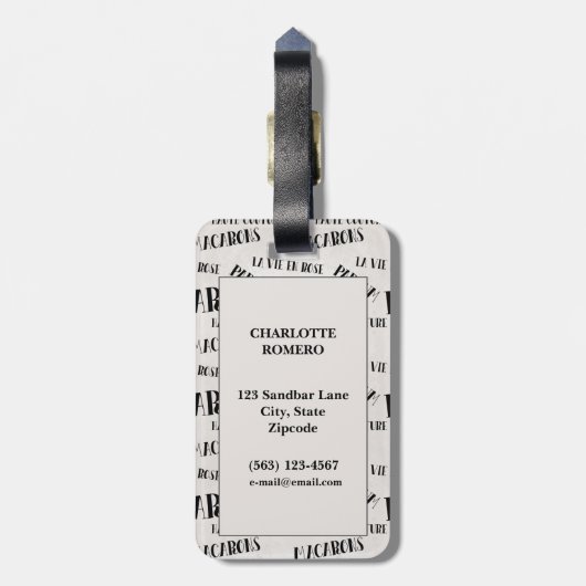 タイポグラフィフランスのテーマモノグラム |パリ | Parfum ラゲッジタグ (裏面縦)