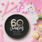 タイポグラフィブモダンラックと金ゴールド60歳の誕生日 ペーパープレート (パーティー)