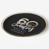 タイポグラフィブモダンラックと金ゴールド60歳の誕生日 ペーパープレート (アングル)