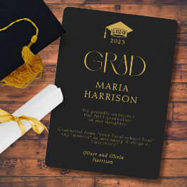 タイポグラフィブラックと金ゴールドNo Photo Announcement 案内状