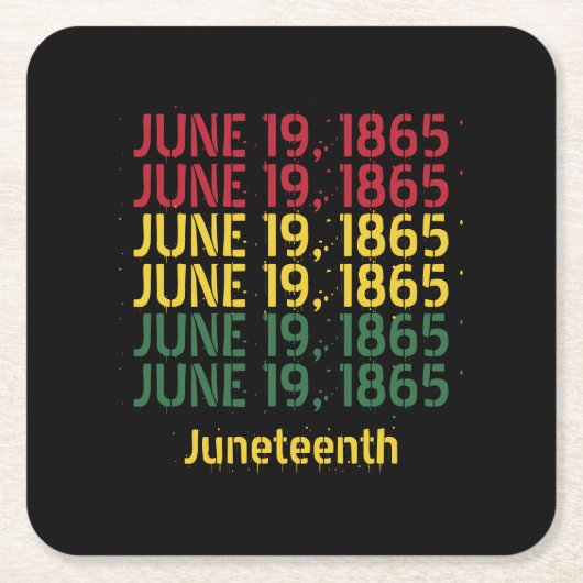 タイポグラフィブラックの歴史1865年6月19日 スクエアペーパーコースター (正面)