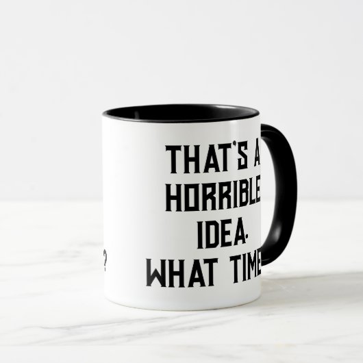 タイポグラフィブラックフォントデザインの恐ろしいアイディア マグカップ (正面右)