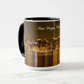 タイポグラフィブラック金ゴールドサンディエゴスーベリー マグカップ (正面左)