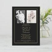 タイポグラフィブラック金ゴールド結婚50周年記念 招待状 (スタンド正面)