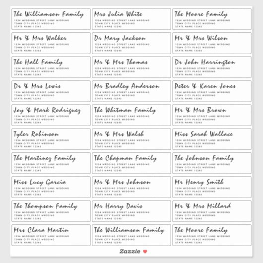 タイポグラフィブラック&ホワイトゲスト住所 シール (シート)