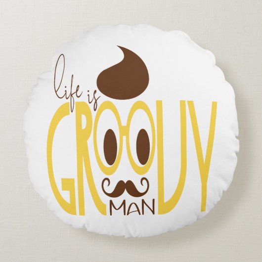 タイポグラフィプリントラウンドピローズヒップスターメガネ ラウンドクッション (正面)