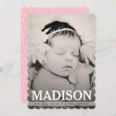 タイポグラフィベビーガール誕生発表写真カード 案内状 (正面/裏面)