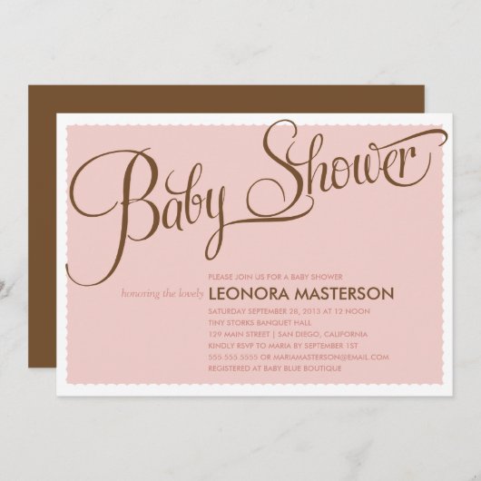 タイポグラフィベビー |ベビーシャワー招待状 招待状 (正面/裏面)