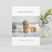 タイポグラフィペットクリスマスハッピーハウリデイズドッグフォト シーズンカード (スタンド正面)