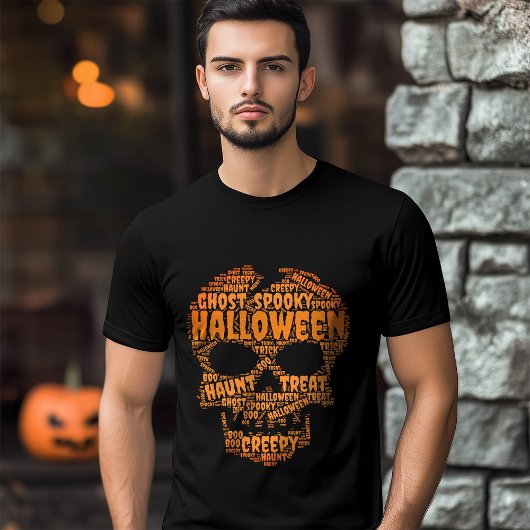タイポグラフィホラースカルハロウィーン トライブレンドTシャツ