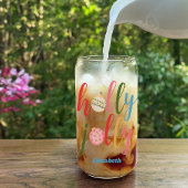 タイポグラフィホリーすてきクリスマスオーナメント名 ガラス缶