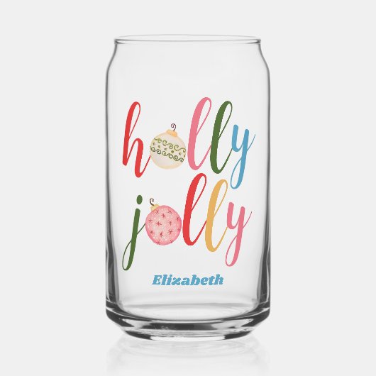 タイポグラフィホリーすてきクリスマスオーナメント名 ガラス缶 (正面)