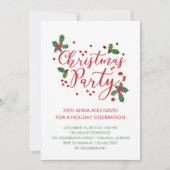 タイポグラフィホリー葉ズクリスマスパーティー 招待状 (正面)