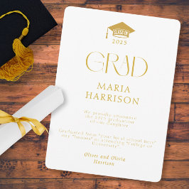 タイポグラフィホワイトと金ゴールドの写真なし発表 案内状