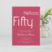 タイポグラフィマゼンタレッドモダン50誕生日 招待状 (スタンド正面)