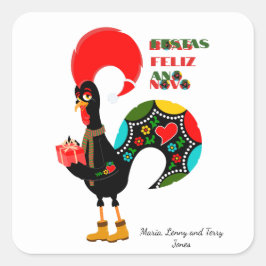 タイポグラフィミニマルクリスマスポルトガル語の挨拶 スクエアシール