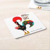 タイポグラフィミニマルクリスマスポルトガル語の挨拶 スクエアペーパーコースター (アングル)