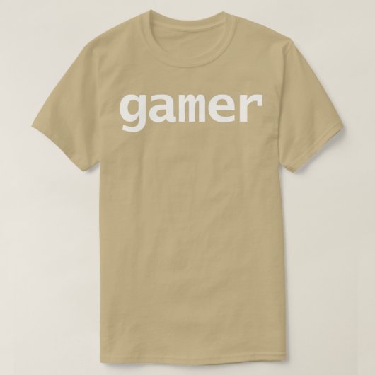 タイポグラフィミニマルゲーマーホワイト文字 Tシャツ (デザイン正面)