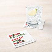 タイポグラフィミニマルポルトガル語のクリスマスの挨拶 スクエアペーパーコースター (インサイチュ)