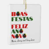 タイポグラフィミニマルポルトガル語のクリスマスの挨拶 セラミックオーナメント (右)