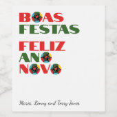 タイポグラフィミニマルポルトガル語のクリスマスの挨拶 ワインラベル (シングルラベル)