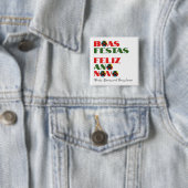 タイポグラフィミニマルポルトガル語のクリスマスの挨拶 缶バッジ (インサイチュ)