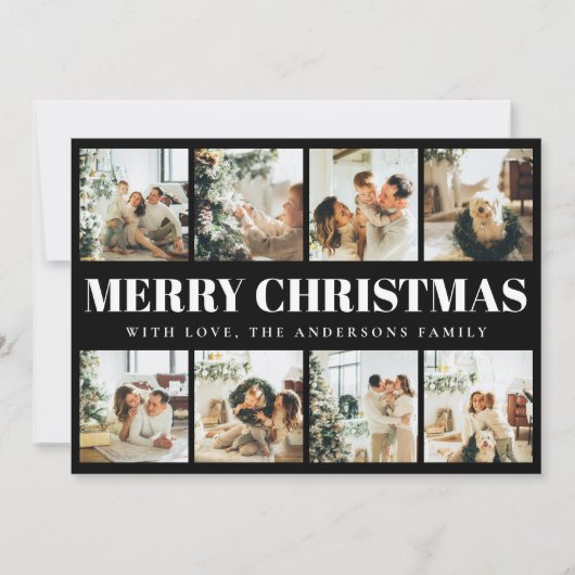 タイポグラフィミニマルメリークリスマスホリデーカード シーズンカード (正面)