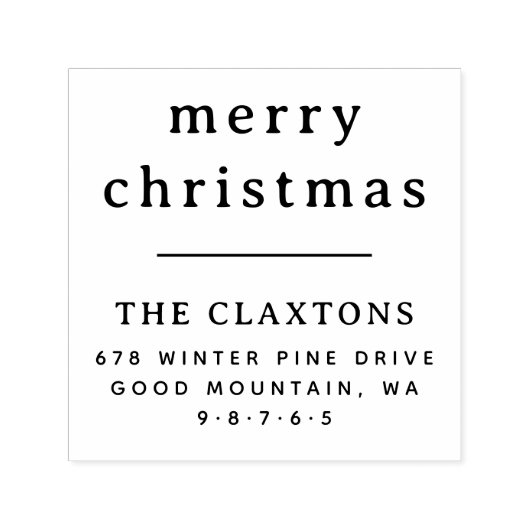 タイポグラフィミニマルメリークリスマス差出人住所 セルフインキングスタンプ (デザイン)