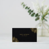 タイポグラフィミニマル金ゴールドトバルペイズリーアクセント 名刺 (スタンド正面)
