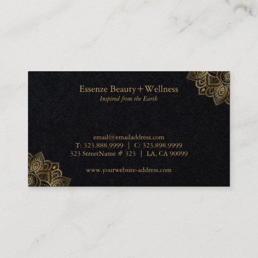 タイポグラフィミニマル金ゴールドトバルペイズリーアクセント 名刺 (裏面)